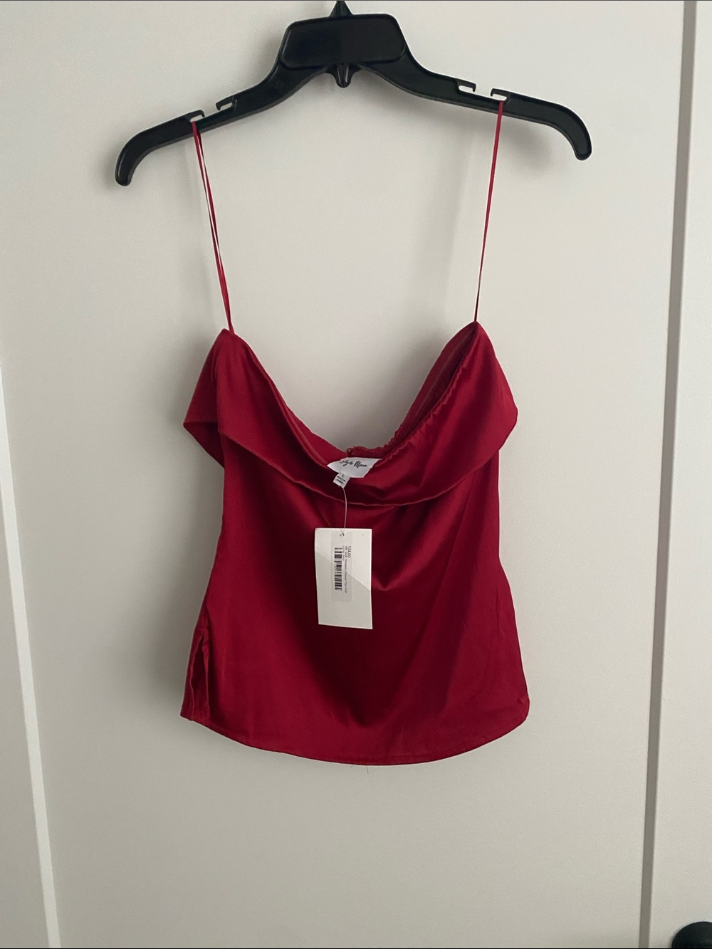 Sky to Moon Red Satin StraplessTop